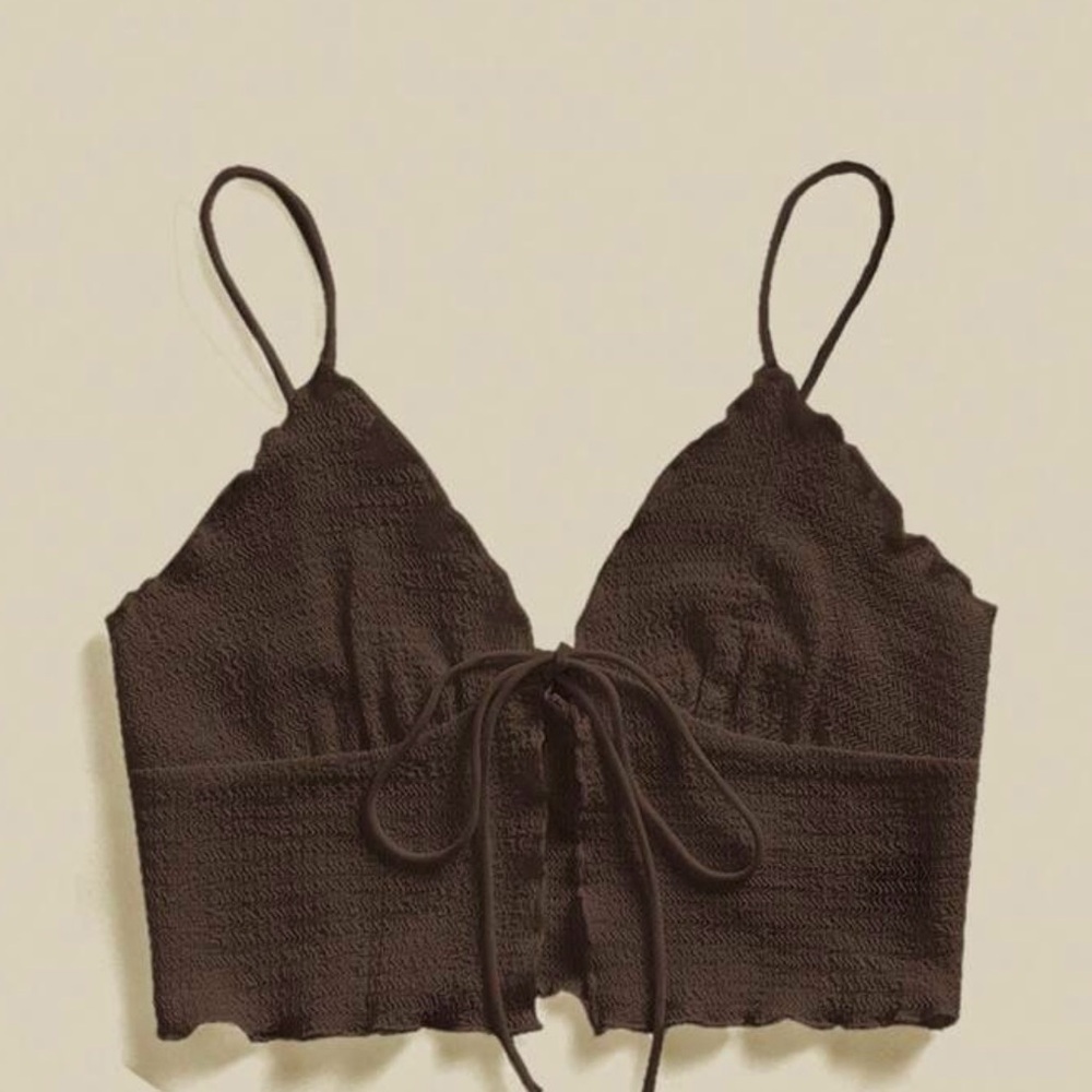 Brown Smocked Crop Top